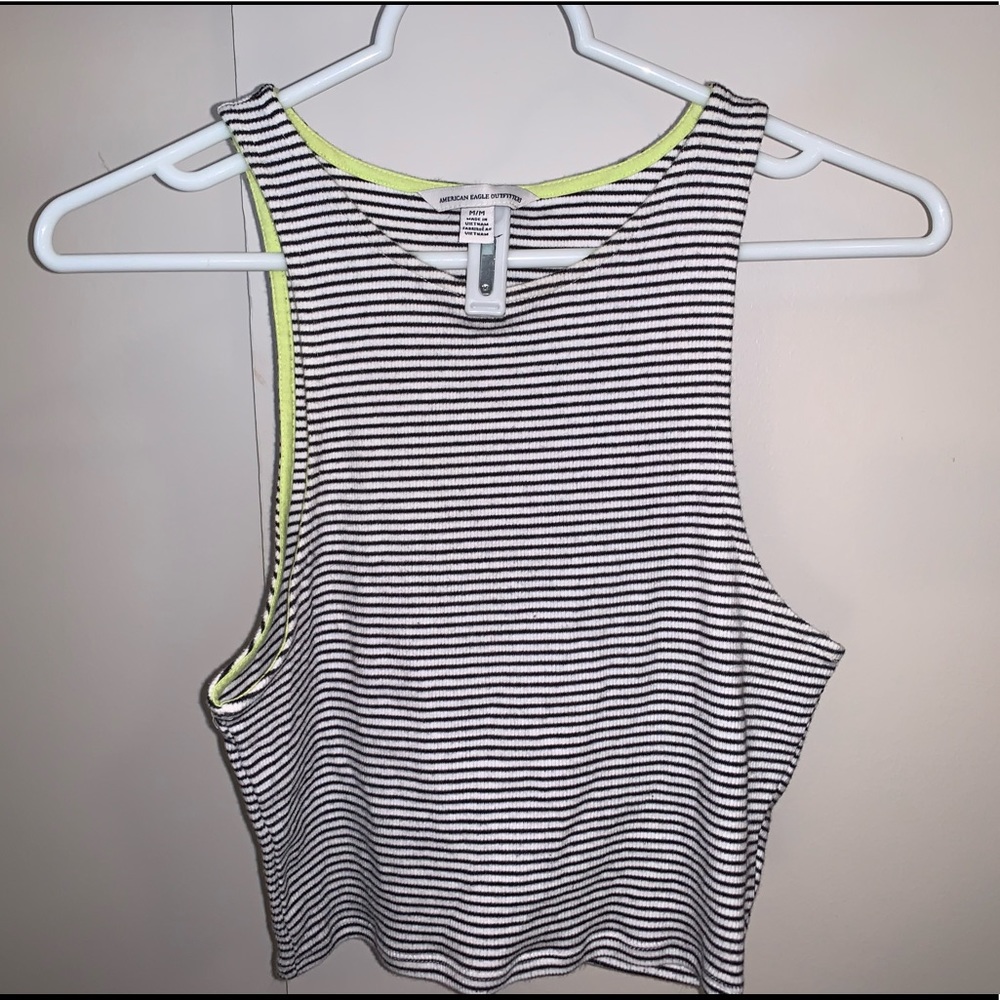 American Eagle Black and White striped crop top